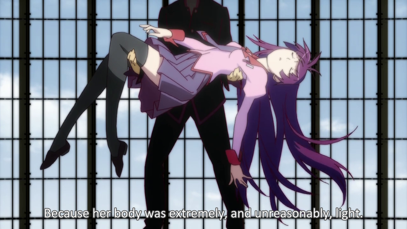 Koyomi Araragi does his knight in shining armour thing. It tends to get him into trouble.